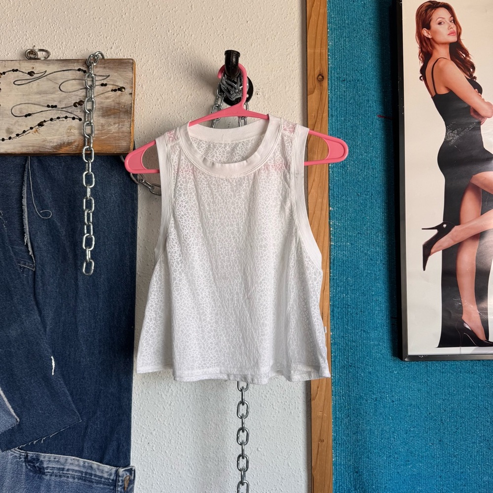 lululemon athletica White Sleeveless Lace-Effect Tank